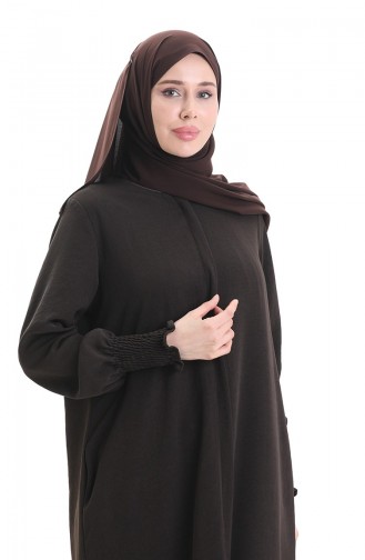 Abaya En Lin Crème 5095-03 Marron 5095-03