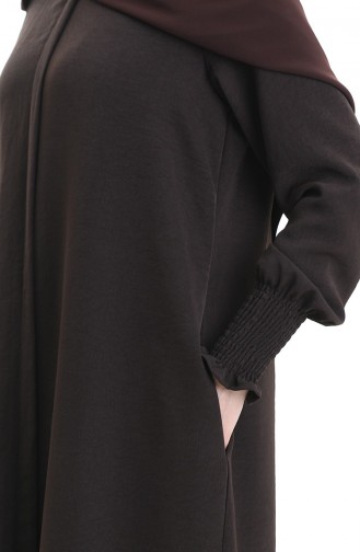 Abaya En Lin Crème 5095-03 Marron 5095-03