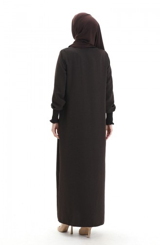 Abaya En Lin Crème 5095-03 Marron 5095-03