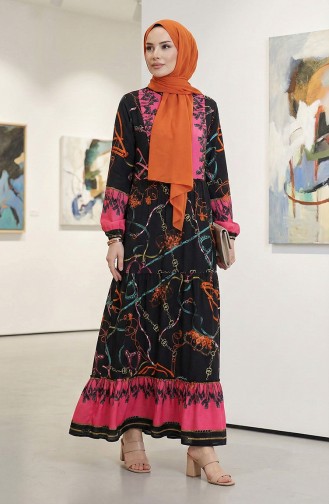 Viscose-jurk Met Patroon 0188-03 Zwart 0188-03