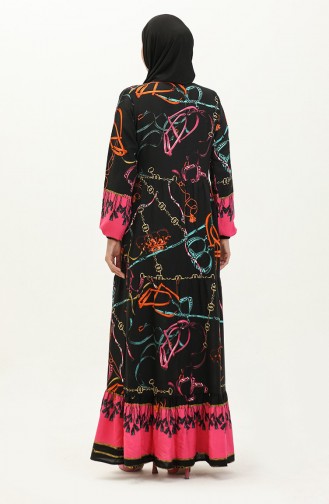 Viscose-jurk Met Patroon 0188-03 Zwart 0188-03