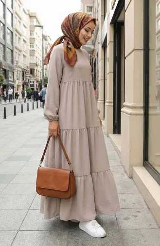 Tied Collar Layered Dress 4107-04 Gray 4107-04