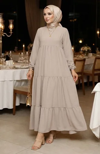 Tied Collar Layered Dress 4107-04 Gray 4107-04