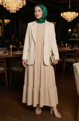 Tiered Collar Layered Dress 4107-06 Cream 4107-06