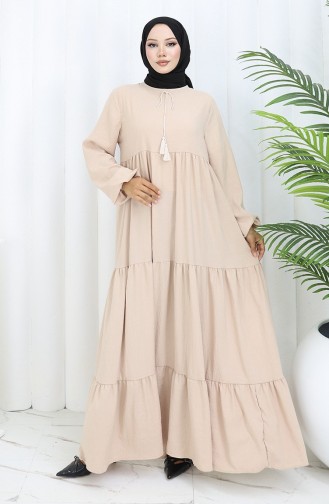 Robe à Volants Et Col à Volants 4107-06 Crème 4107-06