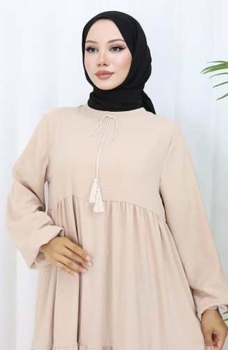 Robe à Volants Et Col à Volants 4107-06 Crème 4107-06