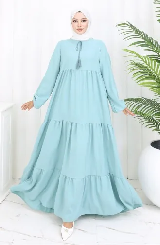 Gestuftes Kragen-Lagenkleid 4107-10 Mandelgrün 4107-10