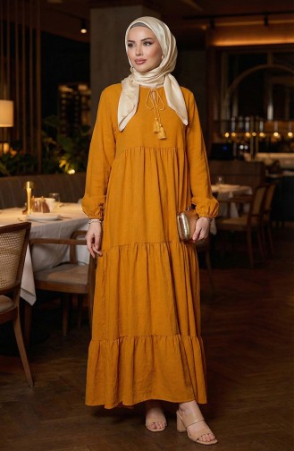 Tiered Collar Layered Dress 4107-14 Mustard 4107-14