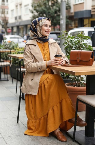 Tiered Collar Layered Dress 4107-14 Mustard 4107-14