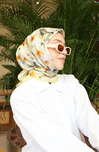 Floral Pattern Scarf 70332-01 Yellow 70332-01