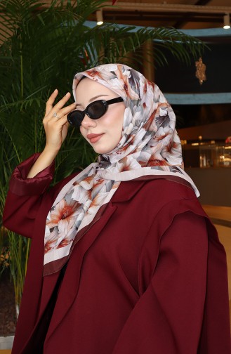 Écharpe à Motif Floral 70332-06 Marron 70332-06