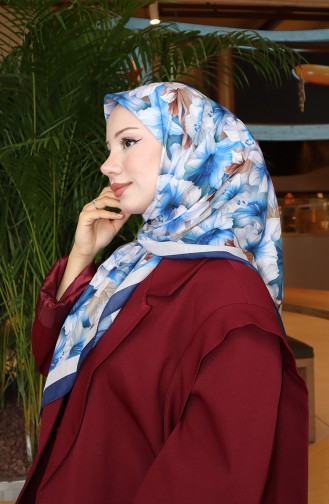 Écharpe à Motif Floral 70332-08 Bleu Marine 70332-08