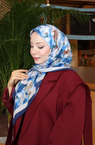 Écharpe à Motif Floral 70332-08 Bleu Marine 70332-08