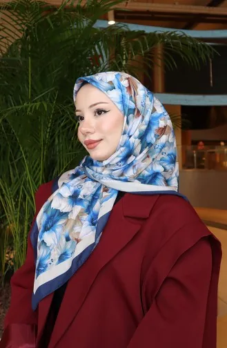 Sjaal Met Bloemenpatroon 70332-08 Marineblauw 70332-08