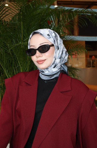 Écharpe à Motif Floral 70332-09 Noir Gris 70332-09