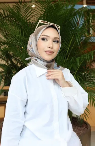 Gestreepte Katoenen Coconsjaal 70334-08 Licht Nertsblauw 70334-08