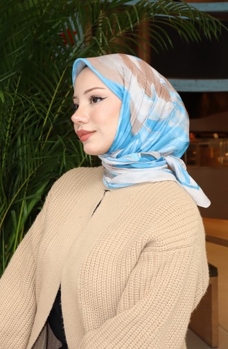 Gemusterter Baumwoll-Kokonschal 70334-09 Steinblau 70334-09