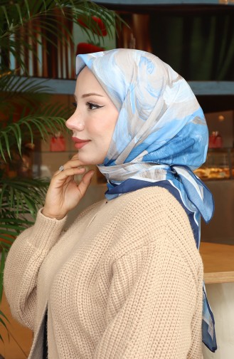 Gemusterter Baumwoll-Kokonschal 70334-12 Marineblau 70334-12