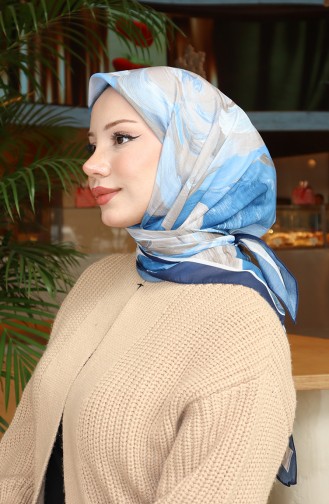 Gemusterter Baumwoll-Kokonschal 70334-12 Marineblau 70334-12