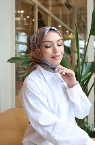 وشاح قطني بنقوش زهرية 70336-04 بني منك 70336-04