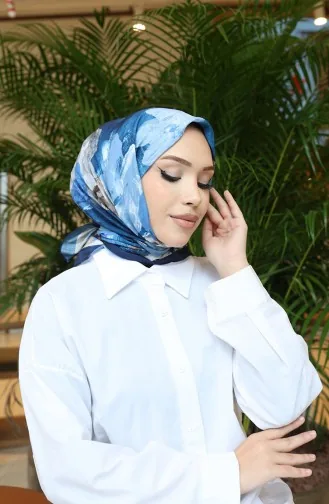 Baumwoll-Kokonschal Mit Blumenmuster 70336-06 Marineblau Indigo 70336-06