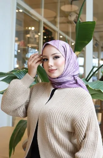 Patterned Cotton Cocoon Scarf 70337-02 Lilac 70337-02