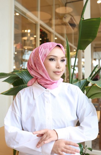 وشاح شرنقة قطني منقوش 70337-03 وردي 70337-03