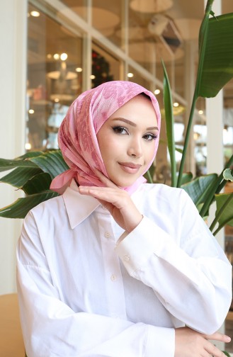 وشاح شرنقة قطني منقوش 70337-03 وردي 70337-03