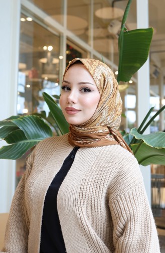 وشاح شرنقة قطني منقوش 70337-04 لون خردلي داكن 70337-04