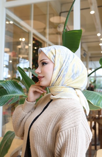 وشاح شرنقة قطني منقوش 70337-05 أصفر فاتح 70337-05