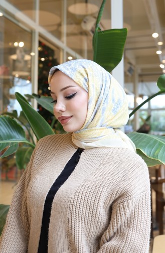 وشاح شرنقة قطني منقوش 70337-05 أصفر فاتح 70337-05