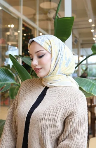Patterned Cotton Cocoon Scarf 70337-05 Light Yellow 70337-05