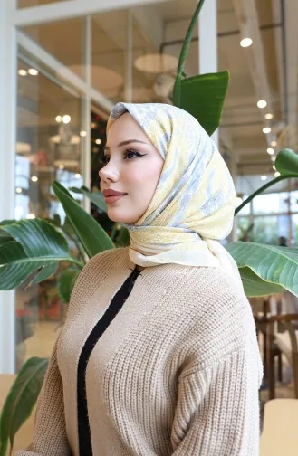 Patterned Cotton Cocoon Scarf 70337-05 Light Yellow 70337-05