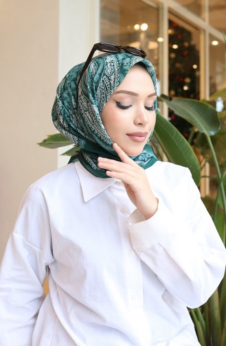 وشاح شرنقة قطني منقوش 70337-06 أخضر زمردي 70337-06