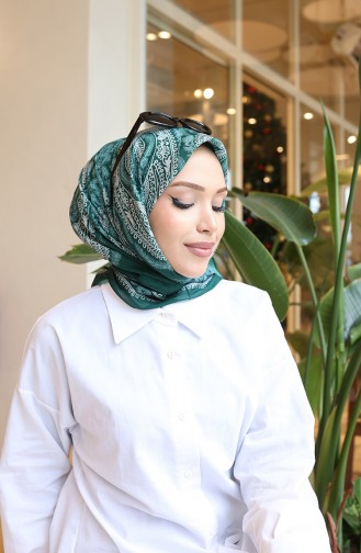 وشاح شرنقة قطني منقوش 70337-06 أخضر زمردي 70337-06