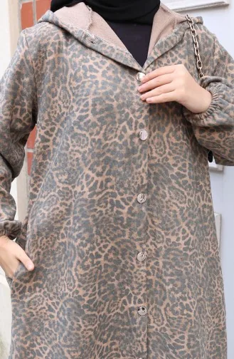 Kasjmierjas Met Luipaardmotief Capuchon En Knopen 0226-04 Antraciet 0226-04