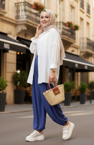 Shalwar-Hose Mit Elastischer Taille 0001-05 Hellblau 0001-05