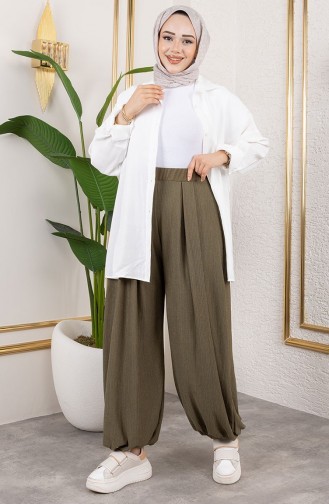 Shalwar-Hose Mit Elastischer Taille 0001-08 Khaki 0001-08