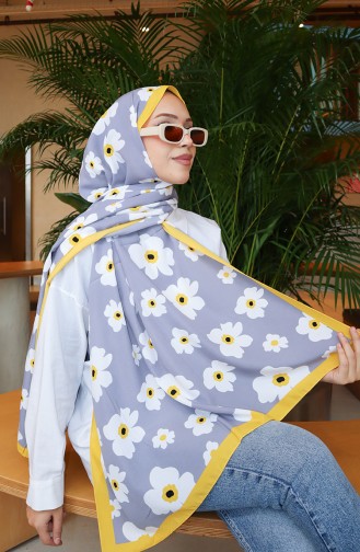شال كابري منقوش بالزهور 70341-01 أصفر رمادي 70341-01