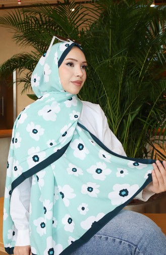 شال كابري بنقوش زهرية 70341-02 أخضر زمردي أخضر مائي 70341-02