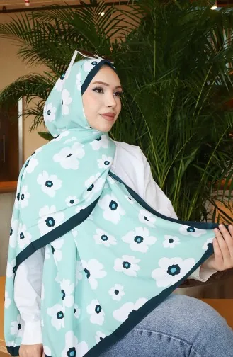 شال كابري بنقوش زهرية 70341-02 أخضر زمردي أخضر مائي 70341-02