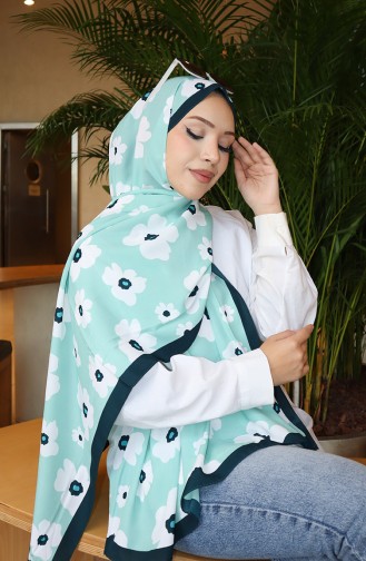 شال كابري بنقوش زهرية 70341-02 أخضر زمردي أخضر مائي 70341-02