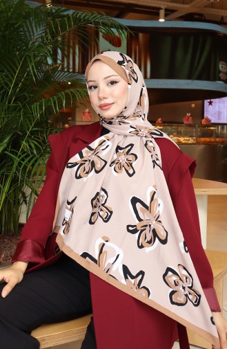 Capri-Schal Mit Blumenmuster 70344-01 Brauner Nerz 70344-01