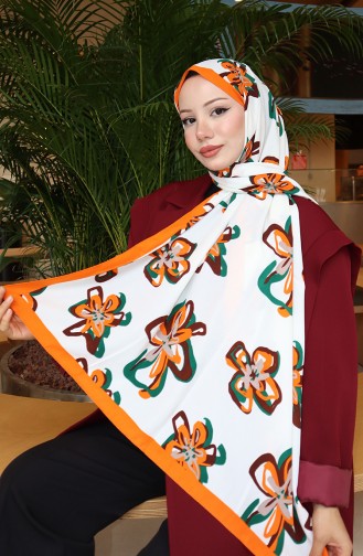 Capri-Schal Mit Blumenmuster 70344-02 Orange Ecru 70344-02