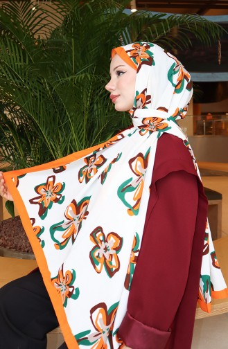 Capri-Schal Mit Blumenmuster 70344-02 Orange Ecru 70344-02