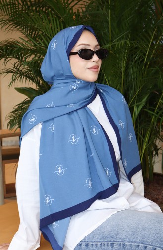 Desenli Capri Şal 70351-01 Lacivert İndigo