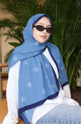 Desenli Capri Şal 70351-01 Lacivert İndigo