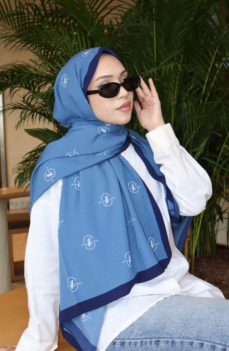 Desenli Capri Şal 70351-01 Lacivert İndigo