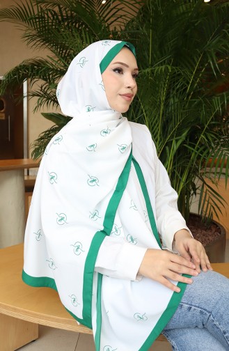 Desenli Capri Şal 70351-05 Yeşil Ekru