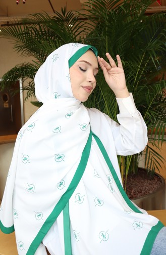 Desenli Capri Şal 70351-05 Yeşil Ekru